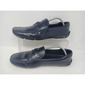 PRADA Leather Loafer Slip On Luxury Shoes Blue Men's Size US 9.5 Toro 2DD127